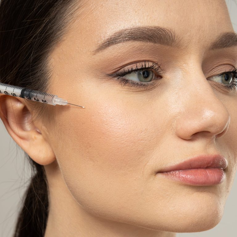 Concept of beauty and botox with young woman